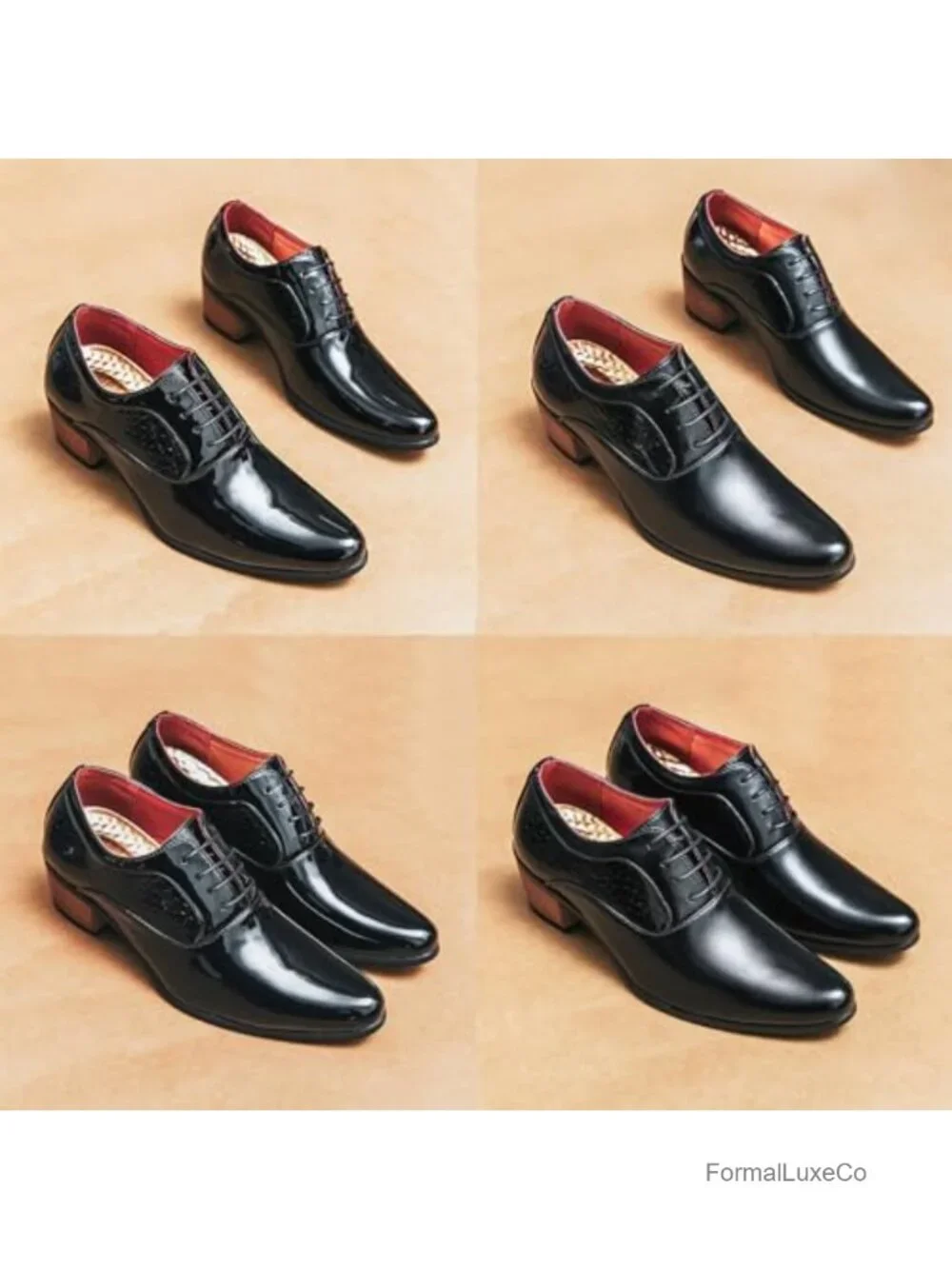 Men's Leather Derby Oxfords Shoes Classic Lace-up Low Top Pointed Toe Embossed